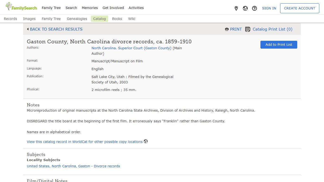 Gaston County, North Carolina divorce records, ca. 1859-1910